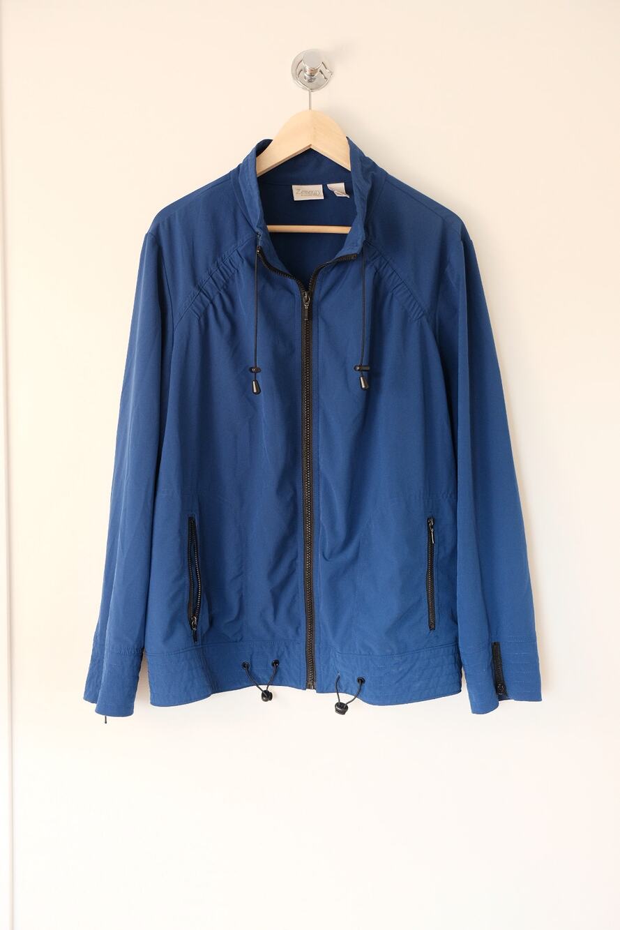 Zenergy by Chico's Blue Athletic Zip Jacket Size 3 Lightweight Windbreaker